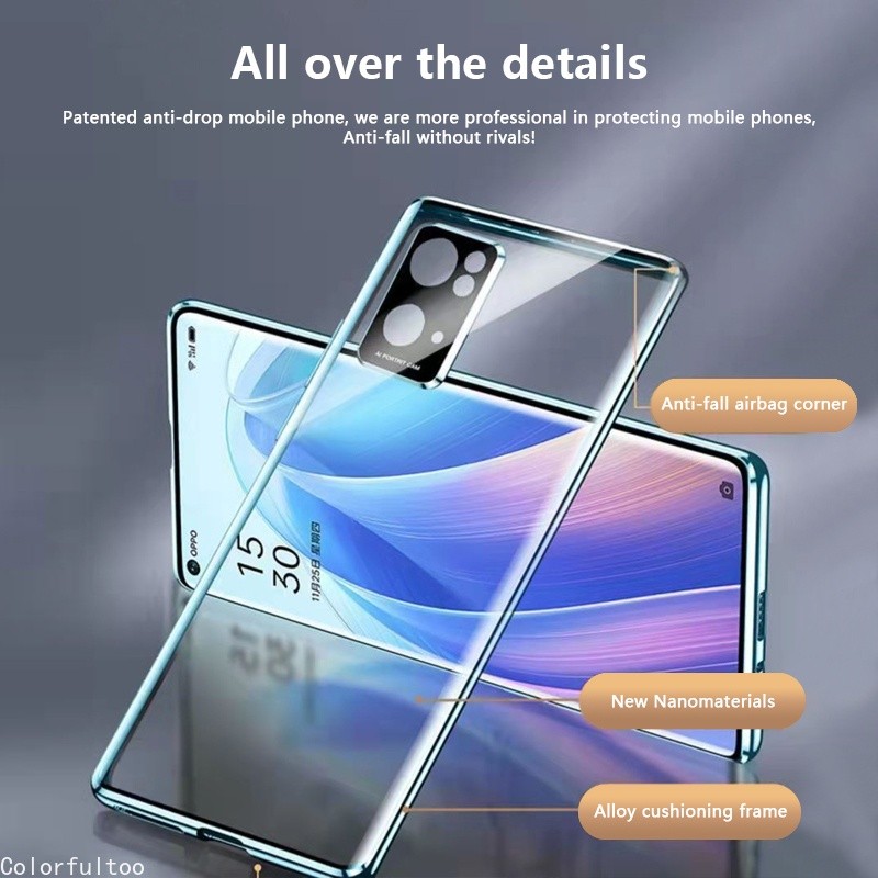 Ốp Từ Tính Cho Oppo Reno 12 11 Pro 11Pro 11F 12Pro 12F Reno11 Reno12Pro 5G Vỏ Điện Thoại Kính Cường Lực Hai Mặt Bảo Vệ Toàn Diện Vỏ Cứng Kim Loại Vỏ Chống Sốc
