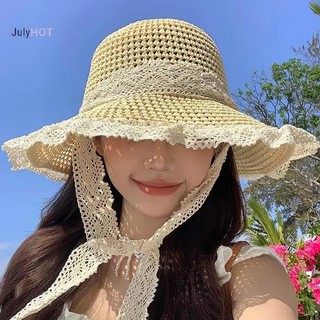 Julyhot Nữ Ren Tấm Che Mũ Rộng Vành Lớn Mũ Đi Biển Mùa Hè Mũ Rơm Có Thể Gập Lại Mũ Chống Nắng Thời Trang Bãi Biển Chống Tia UV Mũ Massivedeals