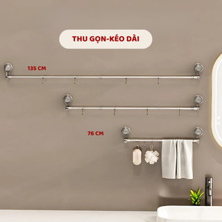 Giá Treo Khăn Nhà Tắm Cốc Hút Góc Tường Xoay 180 Độ Đa Năng Kèm Móc Tăng Giảm Chiều Dài NGÓI HOME-KNT04