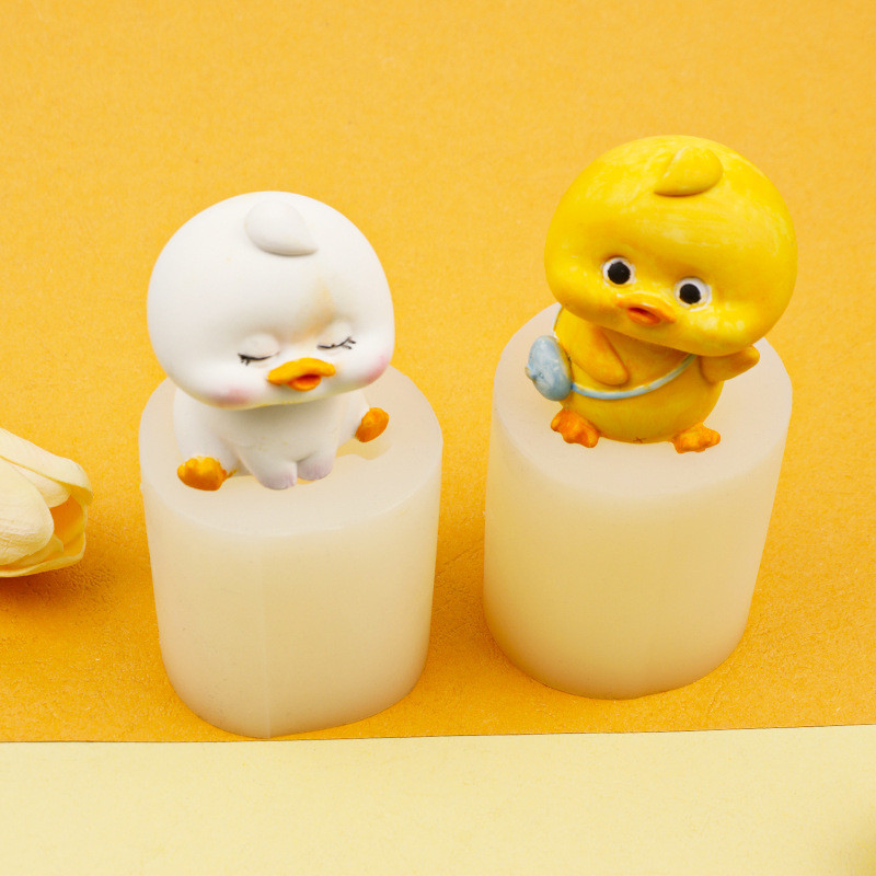 Hoạt Hình 3D Vịt Khuôn Silicon DIY Thạch Cao Handmade Thạch Cao Nhựa Khuôn Socola