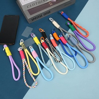 1pc Dây đeo cổ tay di động cho điện thoại Màu sắc tương phản Phím dây Kim loại Móc khóa Phụ kiện