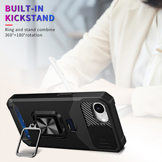 Dành cho iphone 16E / 17E / SE 2020 / SE 2022 / 6 / 7 / 8 Plus có nắp máy ảnh trượt Giá đỡ thẻ Vòng Chân đế Bảo vệ hạng nặng Vỏ mỏng mỏng
