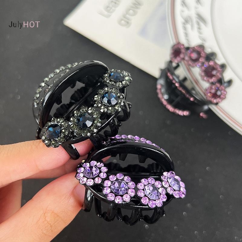 Julyhot Vintage Kim Cương Giả Hoa Vuốt Tóc Nữ Thời Trang Pha Lê Kẹp Tóc Kẹp Cua Đuôi Ngựa Barrette Bé Gái Phụ Kiện Tóc Massivedeals