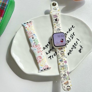 Crayon Shin chan Cartoon Printed Silicone Strap For Apple Watch Ultra 46/44/40/49/45/41/42/38/45mm iwatch Series Ultra/10/9/8/7/6/5/4/3/2/1/SE