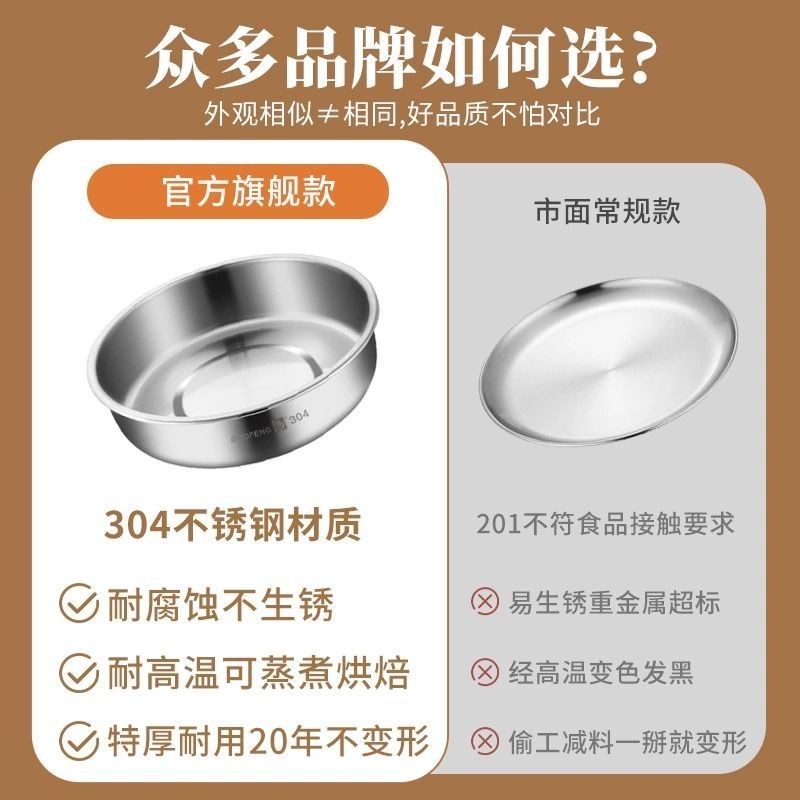 Đĩa Thép Không Gỉ Đĩa Sâu Có Nắp Hấp Trứng Súp Bát Đặc Biệt Bánh 304 Đĩa Cấp Thực Phẩm Đĩa Tròn Hấp Bánh Đĩa Hấp