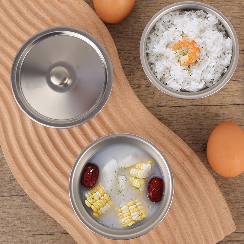[Đặc sắc] Bát hấp trứng bằng thép không gỉ - Chịu nhiệt, giữ tươi, bền - Bộ đồ ăn gia đình - Hộp đựng đồ ăn nhà bếp - Bát ăn cho trẻ em - Hộp đựng thức ăn có nắp đậy
