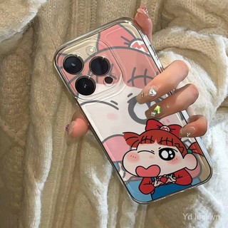 Ốp điện thoại hoạt hình hoạt hình Crayon Shin-Chan Thích hợp cho iPhone 11 12pro 15 14 13 14plus X XR XSMAX 15 promax 12 7 8plus Vỏ trong suốt chống sốc bằng silicon phong cách mới HYBS