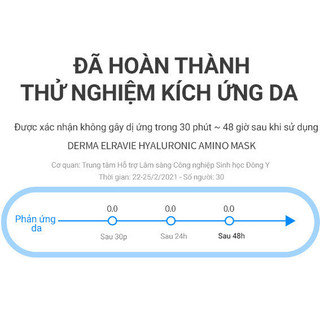 Mặt Nạ Dưỡng Ẩm, Làm Dịu Elravie Hyaluronic Amino Mask Dược Mỹ Phẩm Cao Cấp Hàn Quốc 01 Miếng 25g