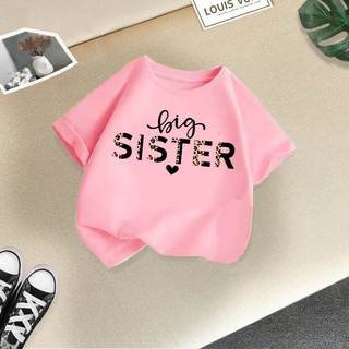 2024 Love Sister Letter In Áo thun trẻ em mùa hè - Trang phục ngắn tay cho bé gái In thời trang & Cơ bản
