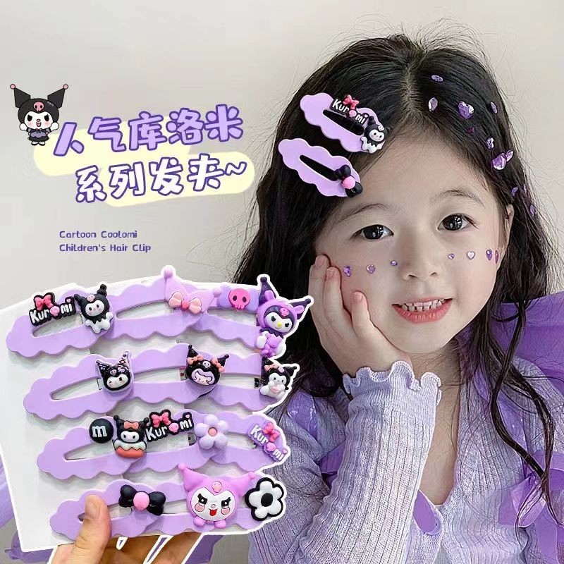 Set 14 Chiếc Kẹp Tóc Hình Kuromi Tím Dễ Thương Đáng Yêu cho Bé