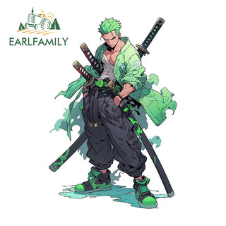 EARLFAMILY 13cm One Piece Zoro Xe Miếng Dán Cá Tính Thú Vị Tắc Trầy Xước Câu Cá Hộp Điện-Xe Đạp Vinyl Decal Phụ Kiện Xe Hơi