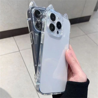 Tai Mèo Transparente TPU Mềm Chống Sốc Ốp lưng iPhone 15 14 13 12 11 Pro Max Plus X XS Max XR 7 8 Plus Ốp Lưng Trong Suốt