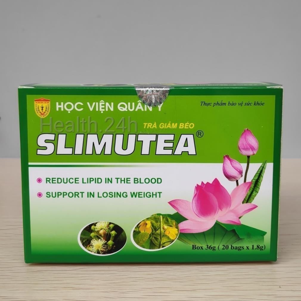 TRÀ GIẢM CÂN SLIMUTEA (H/20G/1,8GR) Trà lá sen detox thảo mộc giảm mỡ Học viện Quân Y Hộp 20 Gói  SLhealthcare