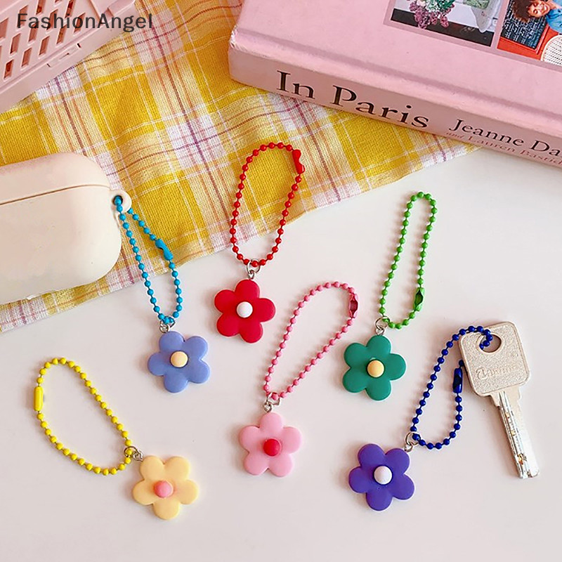 Fashionangel Móc Khóa Hoa Nhỏ Màu Móc Khóa Mặt Dây Chuyền Túi Màu Hồng Mặt Dây Chuyền Dành Cho Nữ Ins Phong Cách Hàn Quốc Dây Xích Hoạt Hình Móc Chìa Khóa TH