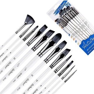 Bộ bút cọ sơn MEGOCE, Đồ dùng nghệ thuật Nylon Bút màu nước, Bàn chải sơn nghệ thuật DIY màu trắng