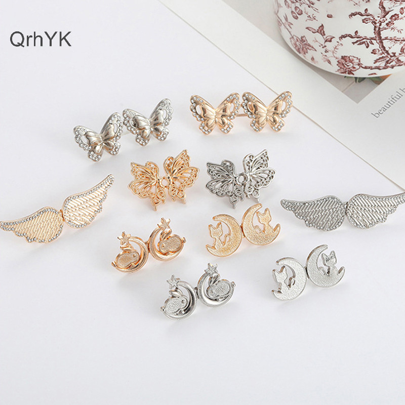 Thời Trang Nhà Máy Thời Trang Cánh Bướm Quần Nút Thắt Lưng Kẹp Có Thể Điều Chỉnh Khóa Quần Jean Có Thể Tháo Rời Khóa Pin Phụ Kiện Quần Áo QrhYK