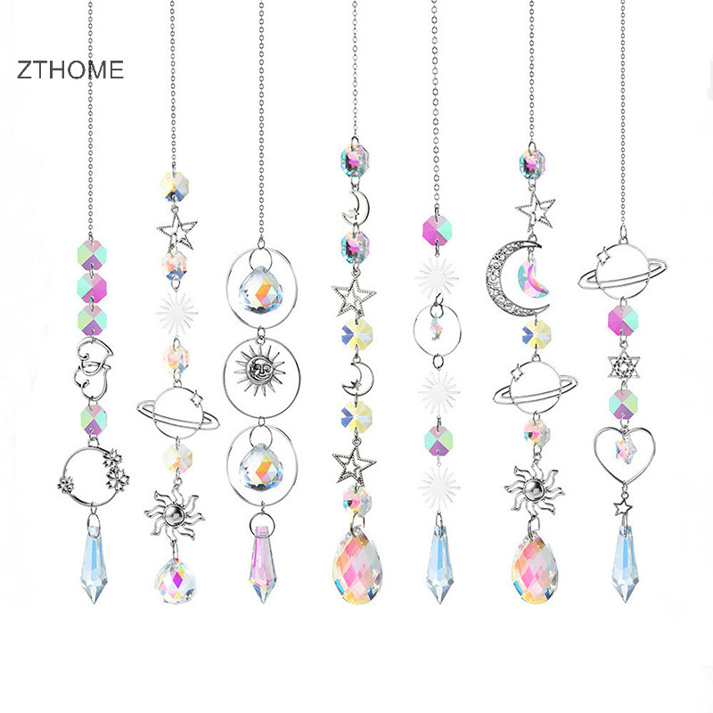 Zthome Treo Pha Lê Mặt Dây Chuyền Vườn Suncatcher Chuông Gió Mưa Lăng Kính Pha Lê Dây Chuyền Để Trang Trí Cửa Sổ HOT