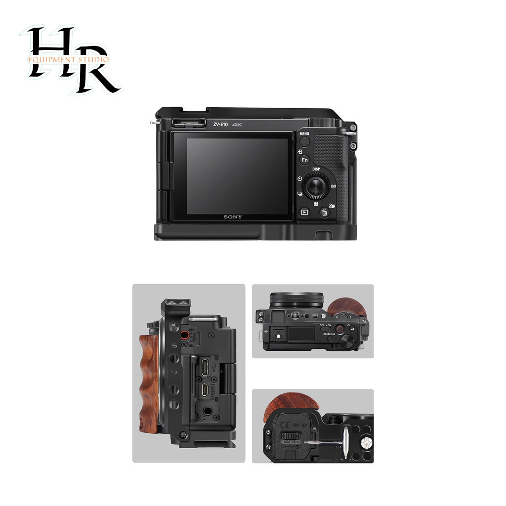 Khung bảo vệ Sony ZV-E10, Rig ZV-E10 , Cage ZVE10, tay cầm bằng gỗ cho ...