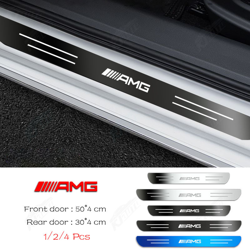 ✨Mercedes Benz Amg Cao Cấp Tùy Chỉnh Kim Loại Sill Bảo Vệ Chống Trầy Xước Chống Bụi Bẩn Thép Không Gỉ Bảo Vệ Cửa Xe Ô Tô Miếng Dán Trang Trí Phụ Kiện