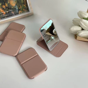 Gcdhome Để Bàn Gương Trang Điểm Màu Trơn Da Đơn Giản Di Động Cầm Tay Có Thể Gập Lại Gương Trang Điểm Học Sinh Nhỏ Gọn Dễ Thương Bỏ Túi Gương HOT