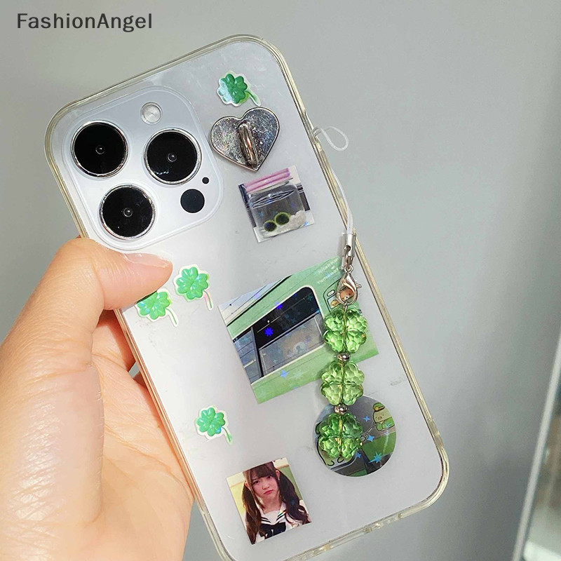 Fashionangel Handmade Đính Hạt Dây Xích Điện Thoại Bốn Lá Cỏ Ba Lá Điện Thoại Nhiều Màu Sắc Móc Khóa CCD Mặt Dây Chuyền Điện Thoại Di Động Quyến Rũ Phụ Kiện Treo Trang Trí TH