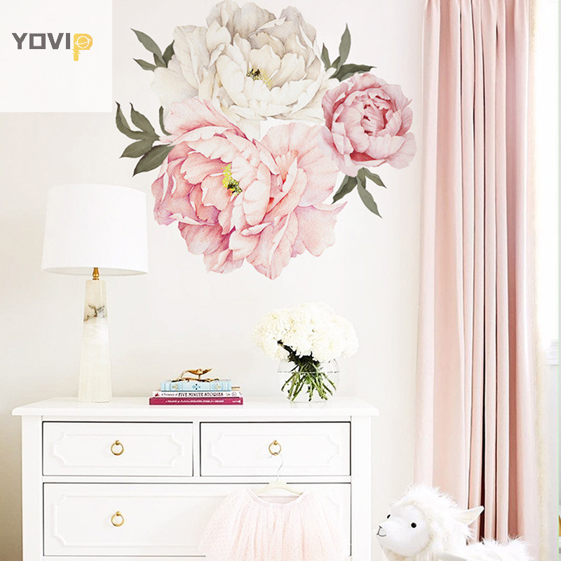 Yovip hoa mẫu đơn Dán tường trang trí tường nhà phòng khách trang trí phòng ngủ VN
