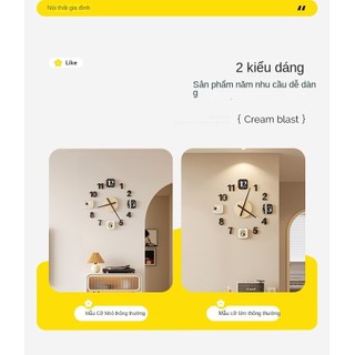 Trang Trí Nhà Cửa Meishida Không Đục Lỗ Đồng Hồ Treo Tường Phòng Khách Kem Phong Cách Đồng Hồ Sáng Tạo DIY Đồng Hồ Treo Tường Hiện Đại Đơn Giản