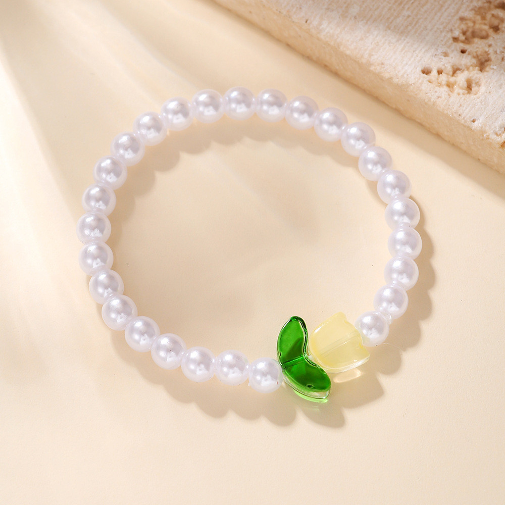 Vòng tay hoa đơn giản đính cườm hoa Tulip thời trang nữ