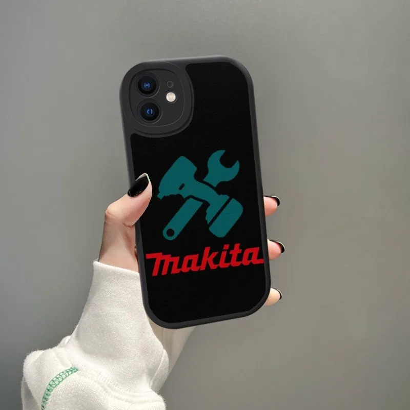Tp-1 Hộp Dụng Cụ Makita Ốp Lưng Điện Thoại Da Cừu Cho Iphone 14 Pro Max 11 13 12 Mini X Xr Xs 8 6 7 Puls Se Vỏ Di Động Sang Trọng