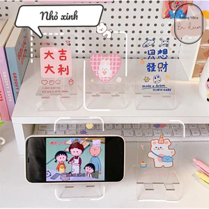 Giá đỡ điện thoại ipad bằng nhựa mica trong suốt trang trí bàn xinh giá rẻ-Sango