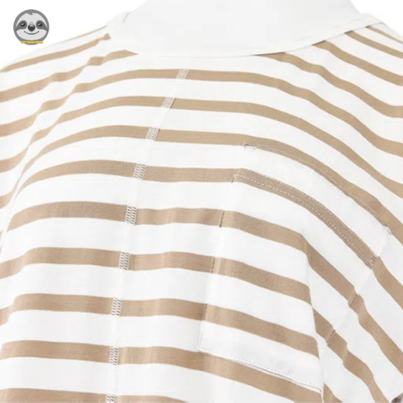 Phong cách Nhật Bản Muji Style / Bộ đồ ngồi ngắn tay Tianzhu Cotton liền mạch / Bộ đồ ngủ Cotton sọc nguyên chất / Bộ đồ ngủ cặp đôi thoáng khí