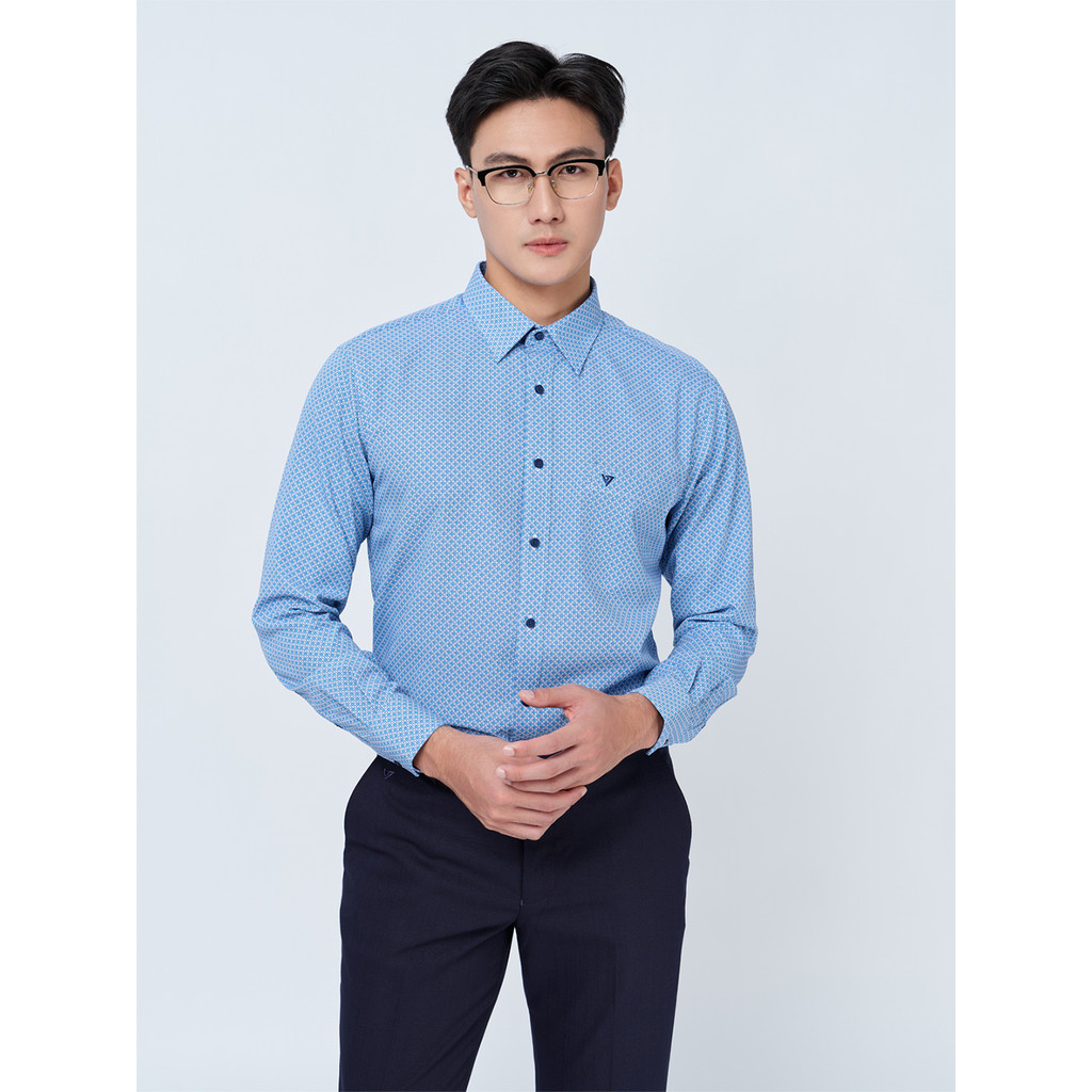 Sơ mi dài tay vạt tròn VIETTIEN vải sợi tre phom REGULAR VT00000326