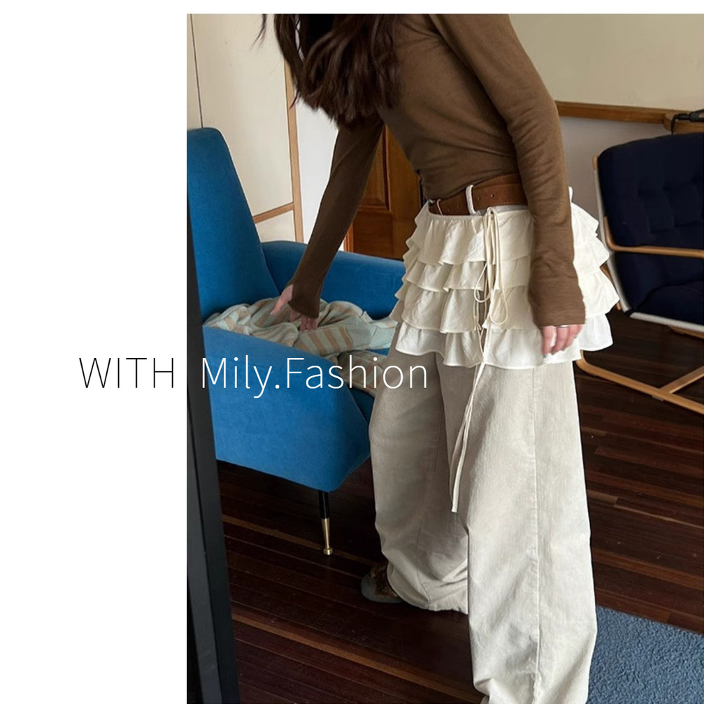Milyfashion Milky White Mông Rèm Phong Cách Mới Cao Cấp Váy Chữ a