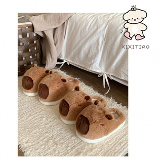 Xixitiao Dễ Thương Kapibara Cotton Dép Nam Nữ Nhà Ấm Lông Cừu Lót Dễ Thương Cặp Đôi Lông Dép