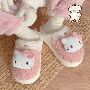 Xixitiao Dép Cotton Hello Kitty Sang Trọng Ấm Áp Thu Đông Nữ Sinh Viên Nhà Phòng Ngủ Thoải Mái