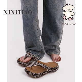 Xixitiao Châu Âu Phong Cách Mỹ Thời Trang Ngoài Trời Flip-Flops Mùa Hè Mềm Đế Dày Thoải Mái Da Báo In Dép