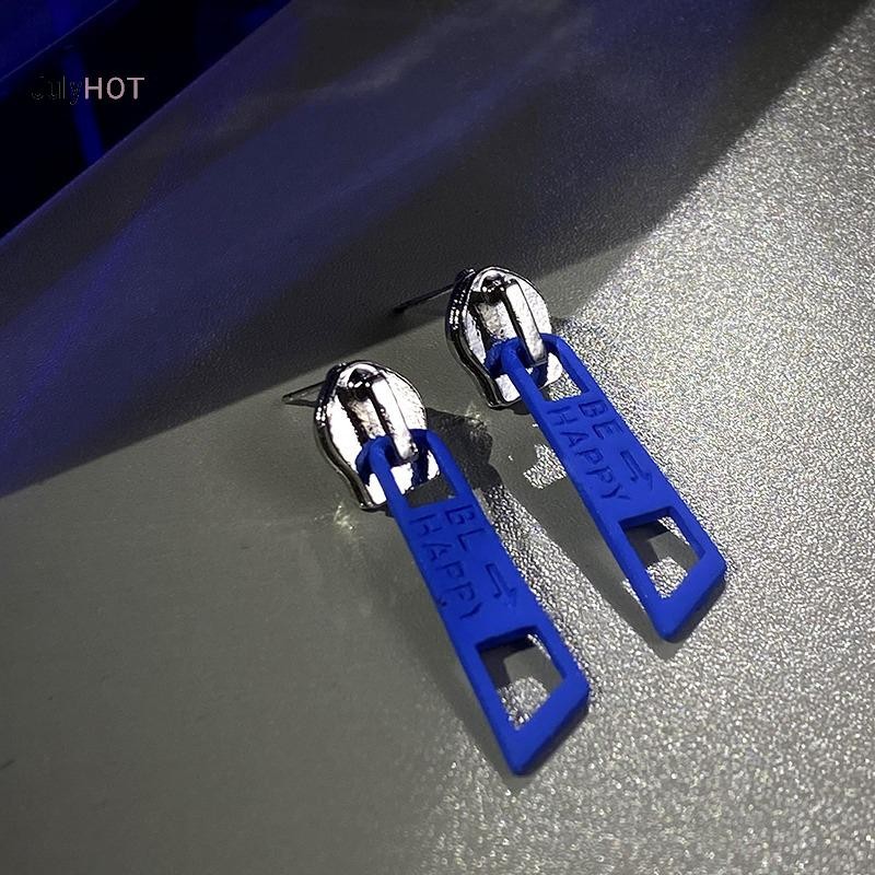 Julyhot Xu Hướng Mới Dây Kéo Bông Tai Nữ Cá Tính Thời Trang Kim Loại Bông Tai Nam Nữ Dây Kéo Phụ Kiện Trang Sức Massivedeals