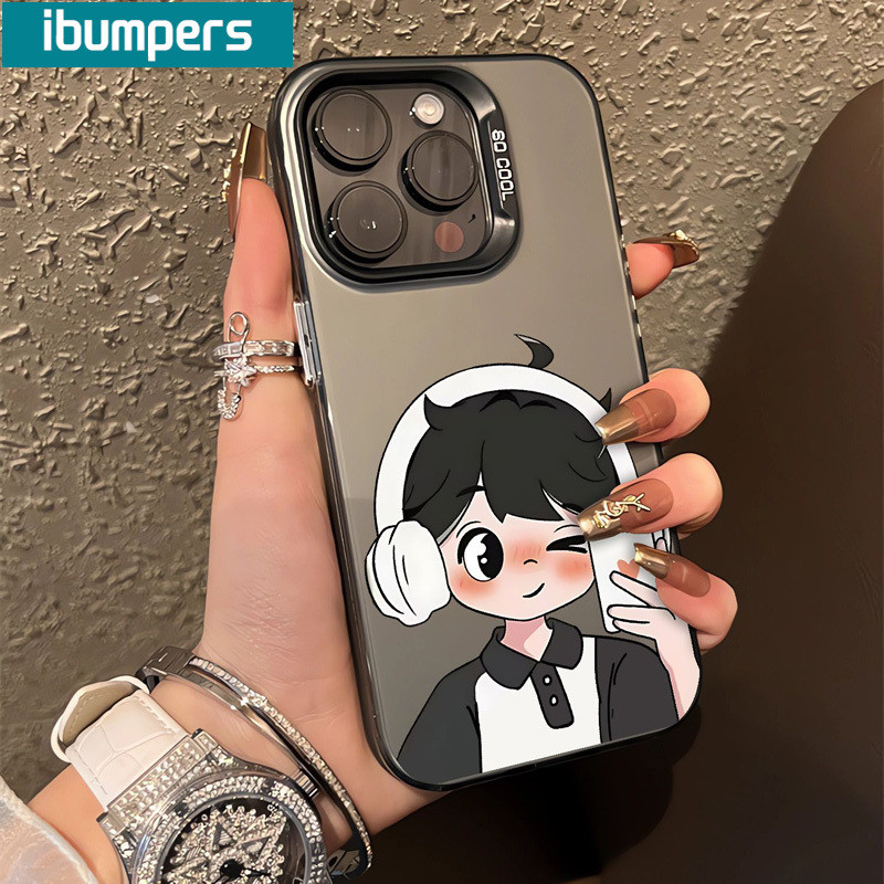 ibumpers Ốp Lưng IPhone Dễ Thương Khuôn Viên Cặp Đôi Họa Tiết Ốp Điện Thoại IMD Cứng Trơn Chống Bẩn Chống Sốc Cho IPhone 16 15 14 12 13 11 Pro Max