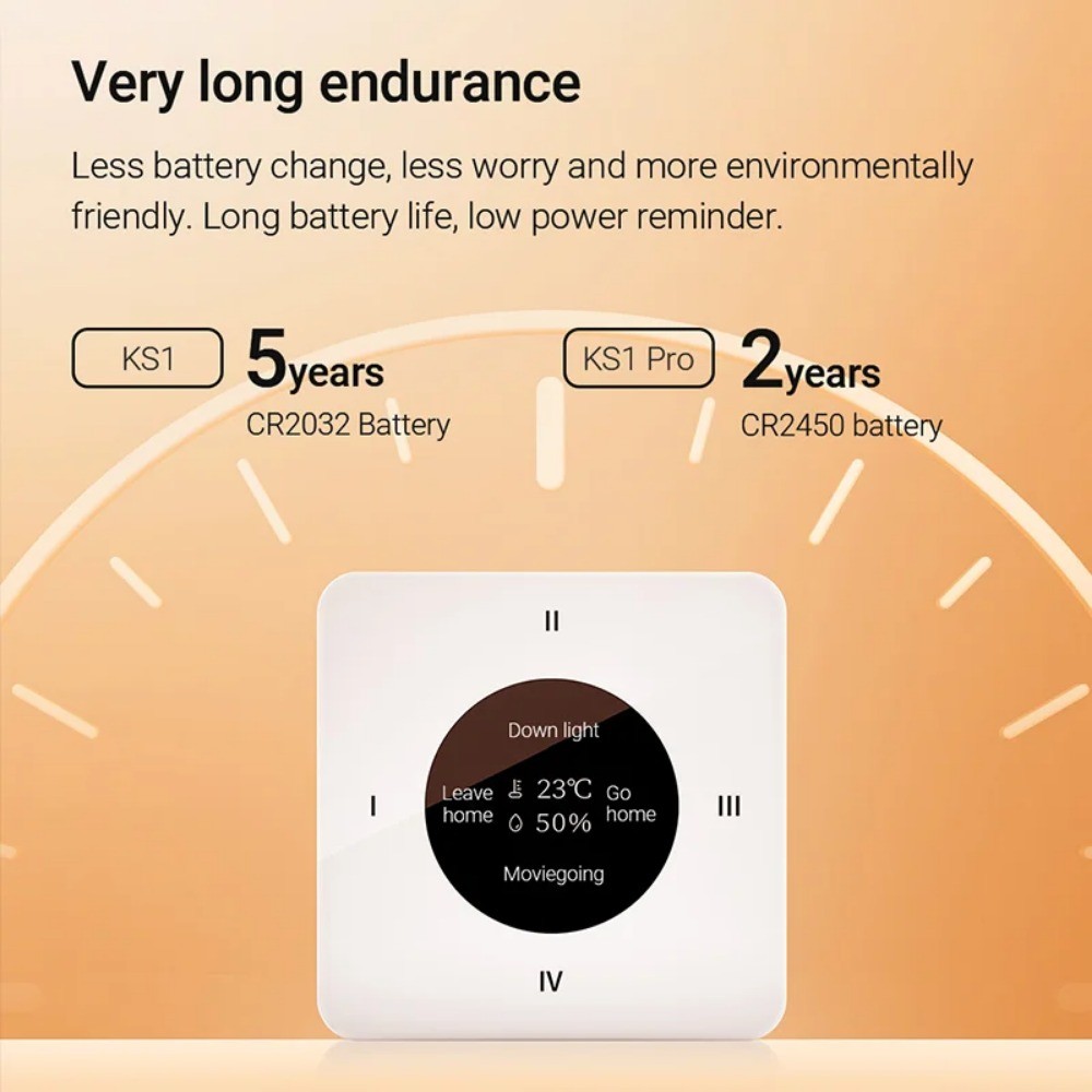 Linptech Công tắc thông minh KS1 Pro màn hình kính, cảm biến độ ẩm nhiệt độ, liên kết Mijia APP