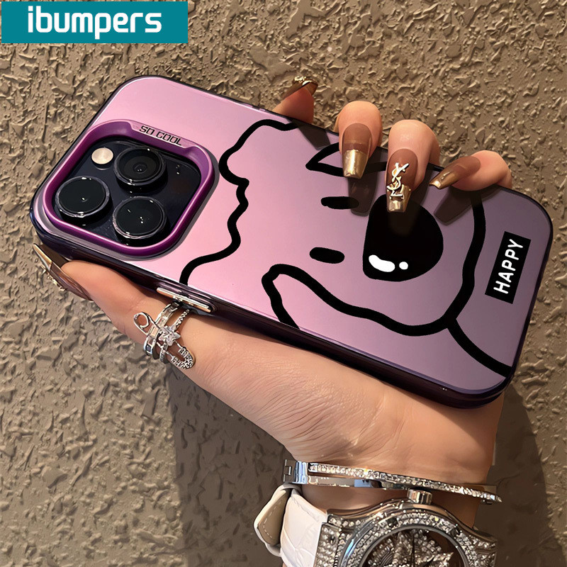 ibumpers Ốp Lưng IPhone Đơn Giản Dễ Thương Họa Tiết Con Chó Con Ốp Điện Thoại IMD Cứng Trơn Chống Bẩn Chống Sốc Cho IPhone 16 15 14 12 13 11 Pro Max