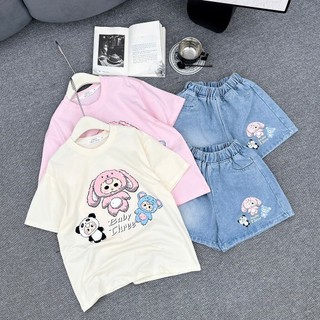 25-50kg Set áo baby three mix quần bò đùi size đại cho bé gái