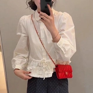 Áo Sơ Mi Mùa Xuân Ren Phong Cách Mới Nữ 2025 Khâu viền Áo Sơ Mi Trắng Top Nữ Búp Bê Cổ Phong Cách Nóng bỏng