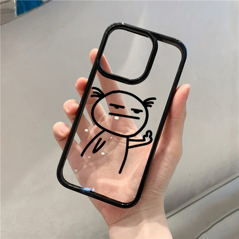 Dành Cho iPhone 11 16 15 Pro Max 16e 14 11 12 13 15 Pro XR XS Max X 7 8 Plus SE2022 Hoạt Hình Stickman Ngộ nghĩnh Silicon Mềm Trong Suốt Chống Sốc