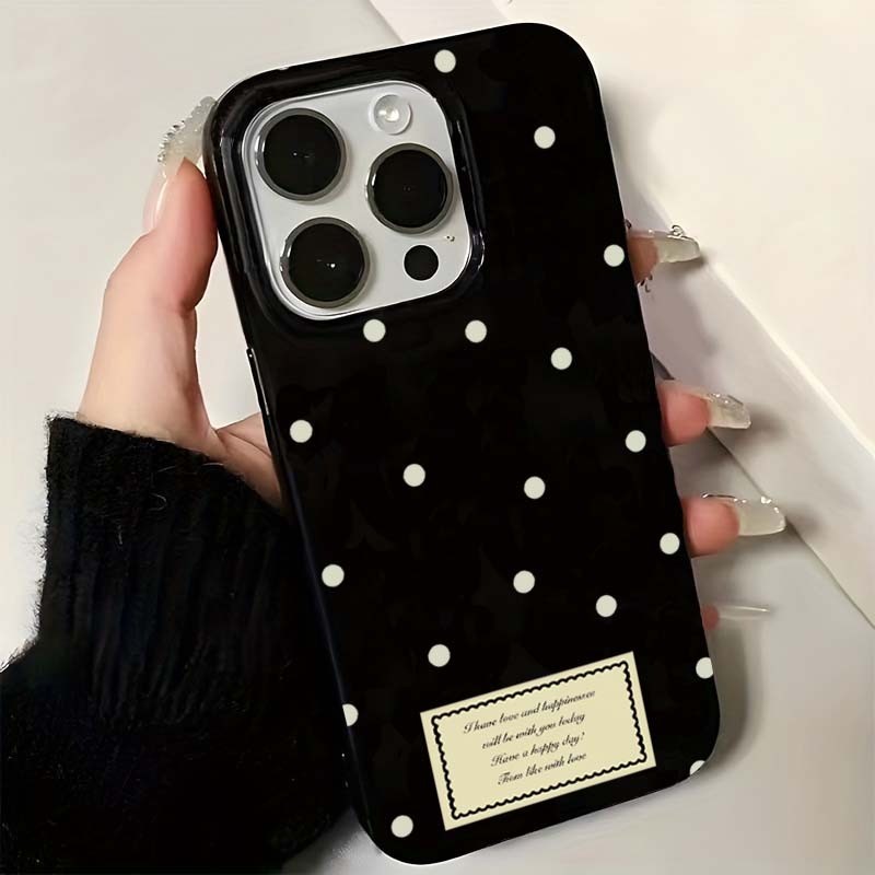 Ốp Điện Thoại Chấm Bi Màu Đen Cho iPhone 16 Pro Max 15 14 13 12 11 X XR XS Max 16E 7 8 Plus SE2020 Vỏ Mềm Chống Sốc