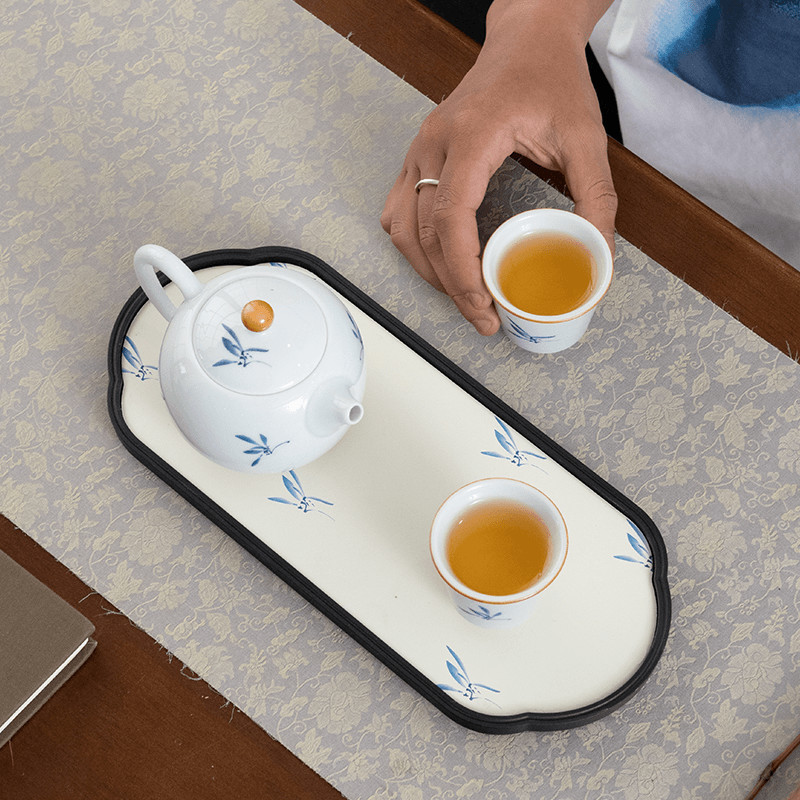 Bộ Trà Gia Đình Bộ Nhỏ Gốm Kung Fu Bộ Trà Ấm Trà Một Nồi Hai Cốc Ấm Trà Cốc Trà Có Khay Trà Khô