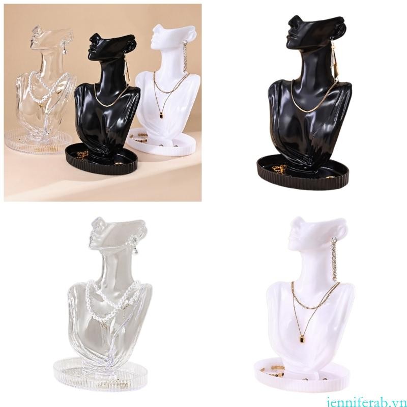 Jenniferab Vòng cổ tiện lợi Nhẫn đứng Hình nộm Giá trưng bày cho những người yêu thích trang sức