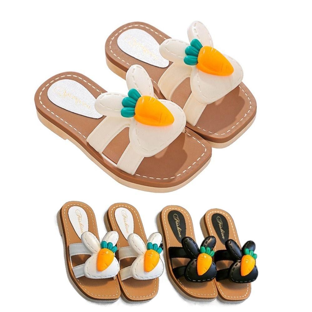 HOBBYIN 1 Dép Trẻ Em, Dép Mở Ngón Chân Chống Trơn Trượt Cho Bé, Thỏ Dễ Thương Cà Rốt Đế Mềm Giày Trẻ Em Bé Gái