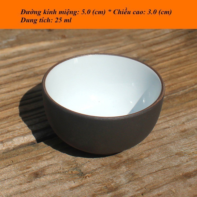 (BỘ 6 CHÉN) Chén Trà Gốm Tử Sa Nghi Hưng Tráng Men Cao Cấp Dùng Thưởng Trà
