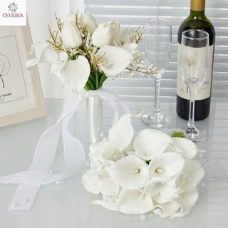 Bó hoa cưới cô dâu Rum trắng và ngọc trai siêu xinh CEVERIA