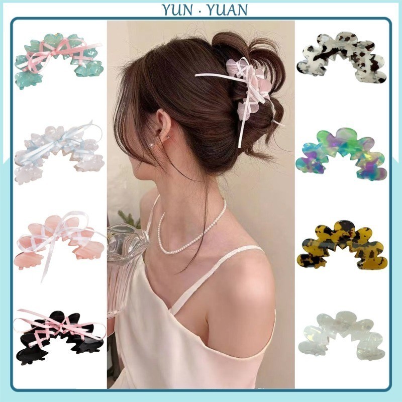 [Yunyuan] Phong Cách Ba Lê Hàn Quốc Ruy Băng Thắt Nơ Hoa Nữ Acetic Acid Kẹp Tóc Phong Cách Phương Tây Cô Gái Ngọt Ngào Cô Gái Lấy Kẹp Phụ Kiện Tóc Ins